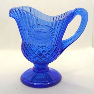 Blue Fostoria Glass Pitcher/Creamer - Avon